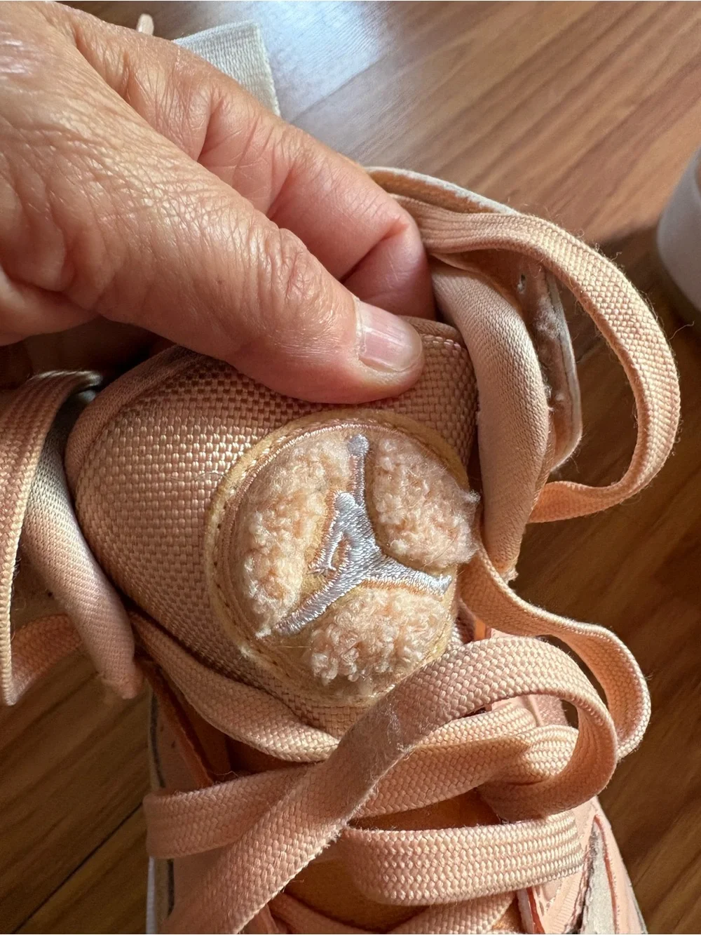 Jordan High-Top Sneakers in Peach/White 7 US